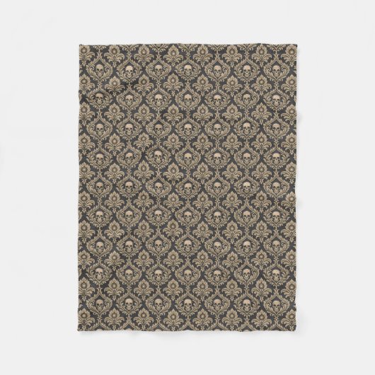 Gothic Elegance Skull Damask Fleecedecke (Vorderseite)