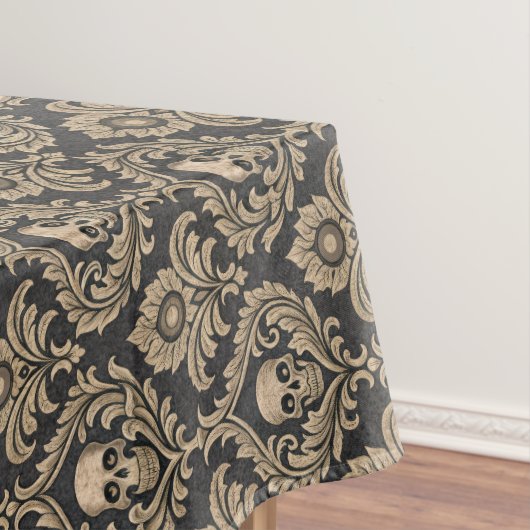 Gothic Elegance Skull Damask Tischdecke (Beispiel)
