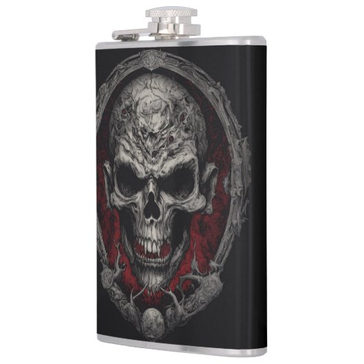 Gothic Elegance: Skull Head Vinyl Wrapped Flask Flachmann (Links)