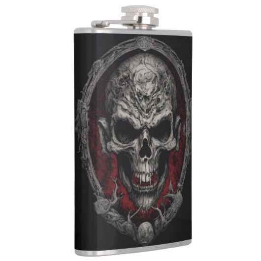 Gothic Elegance: Skull Head Vinyl Wrapped Flask Flachmann (Rechts)