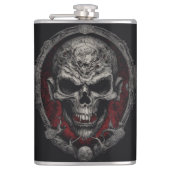 Gothic Elegance: Skull Head Vinyl Wrapped Flask Flachmann (Vorderseite)