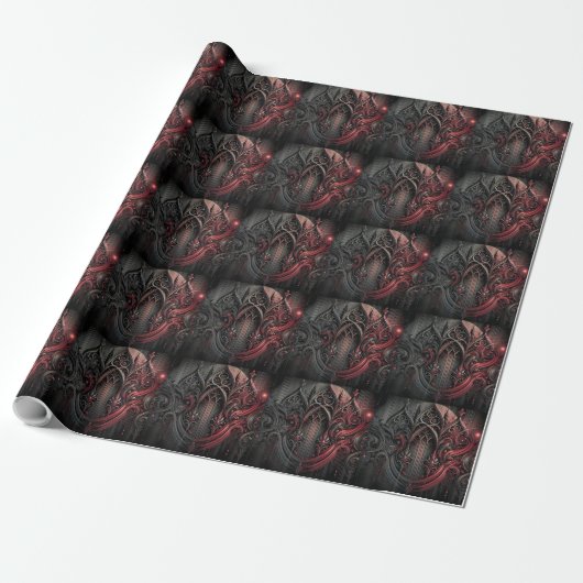 Gothic Elegance Wrapping Paper - Black and Red Orn Geschenkpapier (Ungerollt)
