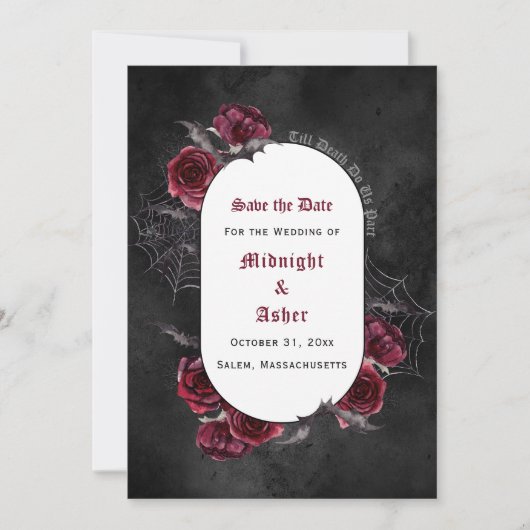 Gothic Elegant Black Till Death Do us Part Save The Date (Vorderseite)