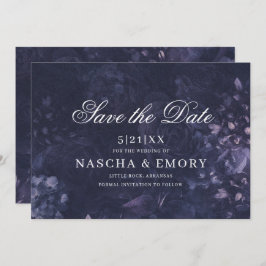 Gothic Elegant Dark Lila Floral Boho Wedding Save The Date