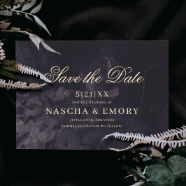 Gothic Elegant Dark Lila Floral Boho Wedding Save The Date