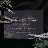 Gothic Elegant Dark Lila Floral Boho Wedding Save The Date