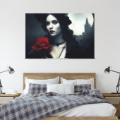 Gothic Elegant Lady Rote Rose Leinwanddruck (Insitu (Schlafzimmer))