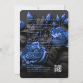 Gothic Elegant Navy-Blue Floral Wedding Boho Einladung (Rückseite)
