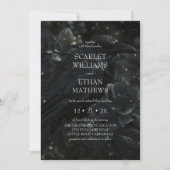 Gothic Elegant Raven & Rose Black Wedding Einladung (Vorderseite)