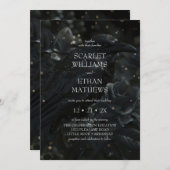 Gothic Elegant Raven & Rose Black Wedding Einladung (Vorne/Hinten)