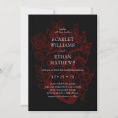 Gothic Elegant Red Black Floral Heart Handfasting Einladung (Vorderseite)
