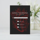 Gothic Elegant Red Heart Wedding Handfasts UAWG RSVP Karte (Stehend Vorderseite)