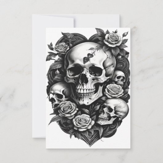 Gothic Elegant Skull Hochzeit Einladung (Rückseite)
