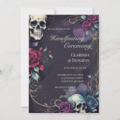 Gothic Elegant Totenkopf- und Rosen-Handfasting Einladung (Vorderseite)