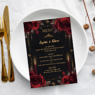Gothic Elegante Dunkle Romantik Hochzeitsmenü Menükarte