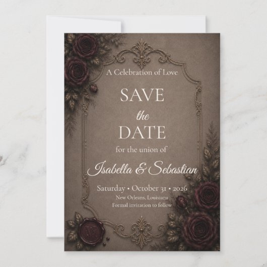 Gothic Eleganz Hochzeit  Save The Date (Vorderseite)