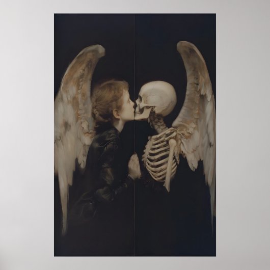 Gothic Engel Spiegelreflexion Skelett Kunst Poster (Vorne)