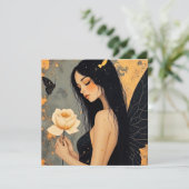 Gothic Engel und Rose Blank Karte (Stehend Vorderseite)