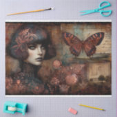 Gothic Ephemera Lace Butterfly Lady Decoupage Seidenpapier (Basteln)