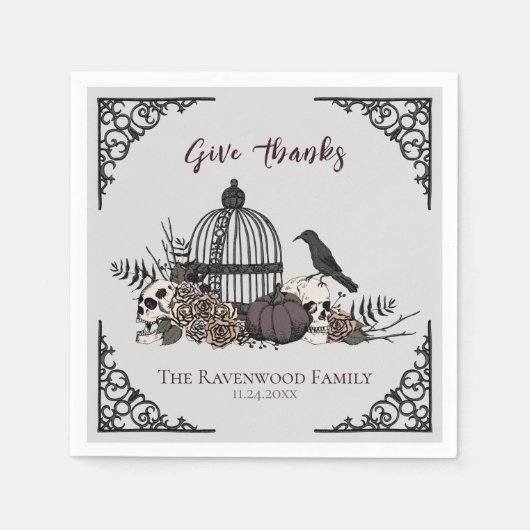 Gothic Erntedank Viktorianisch Danke Serviette (Vorderseite)