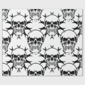 Gothic Evil Skulls BLACK AND WHITE WRAPPPAPIER Geschenkpapier (Flach)