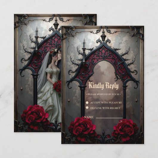 Gothic Ewige Liebe RSVP Karte (Vorne/Hinten)