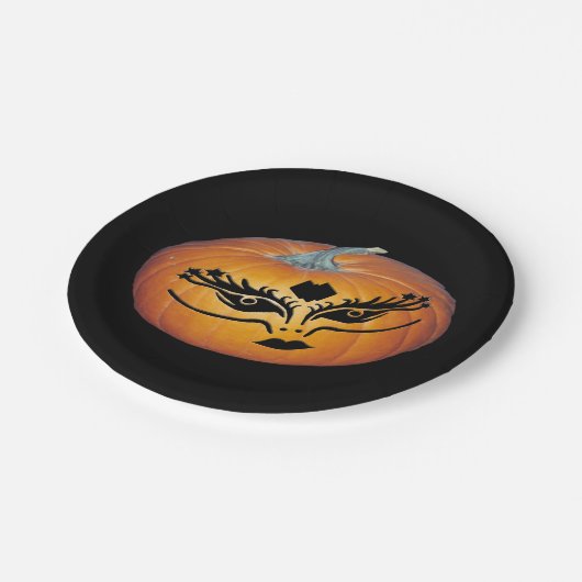 Gothic Face Jack-O-Lantern Pappteller (Schrägansicht)