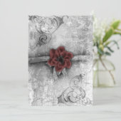 Gothic Faded Red Floral Wedding Accessories Set Einladung (Stehend Vorderseite)