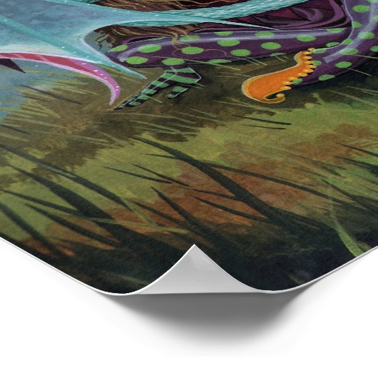 Gothic Fairy and Dragon Fantasy Art Poster (Ecke)