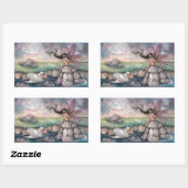 Gothic Fairy and Swan Fantasy Art Rechteckiger Aufkleber (Blatt)