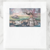 Gothic Fairy and Swan Fantasy Art Rechteckiger Aufkleber (Tasche)