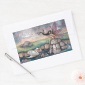 Gothic Fairy and Swan Fantasy Art Rechteckiger Aufkleber (Umschlag)