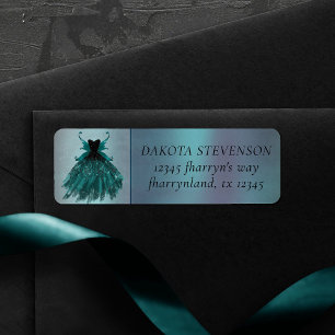 Gothic Fairy Aquamarin Gown Deep Midnight Green