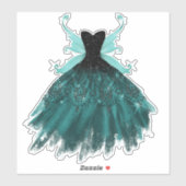 Gothic Fairy Aquamarin Gown | Deep Midnight Green Aufkleber (Blatt)