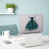 Gothic Fairy Aquamarin Gown | Deep Midnight Green Aufkleber (Laptop auf Schreibtisch)