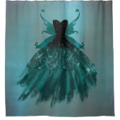 Gothic Fairy Aquamarin Gown | Deep Midnight Green Duschvorhang (Vorderseite)