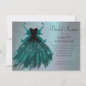 Gothic Fairy Aquamarin Gown | Deep Midnight Green  Einladung (Vorderseite)