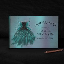 Gothic Fairy Aquamarin Gown | Deep Midnight Green Gästebuch