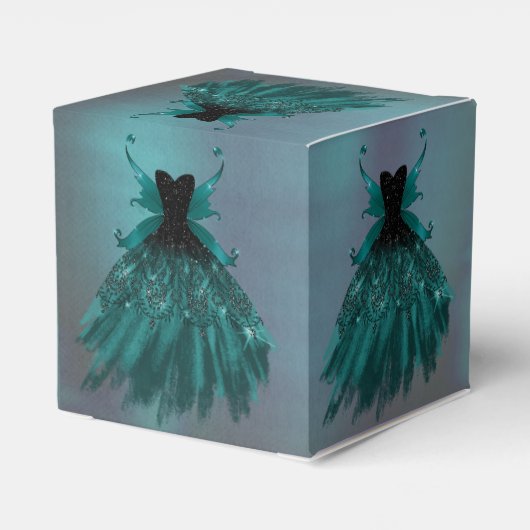 Gothic Fairy Aquamarin Gown | Deep Midnight Green Geschenkschachtel (Rückseite)