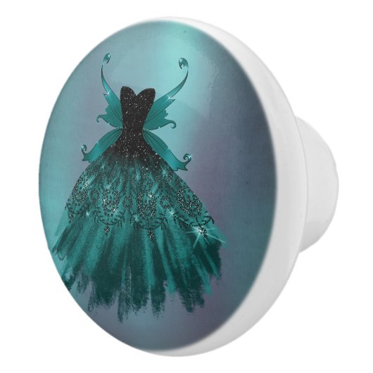 Gothic Fairy Aquamarin Gown | Deep Midnight Green Keramikknauf (Rechts)