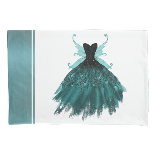 Gothic Fairy Aquamarin Gown | Deep Midnight Green  Kissenbezug (Vorderseite)
