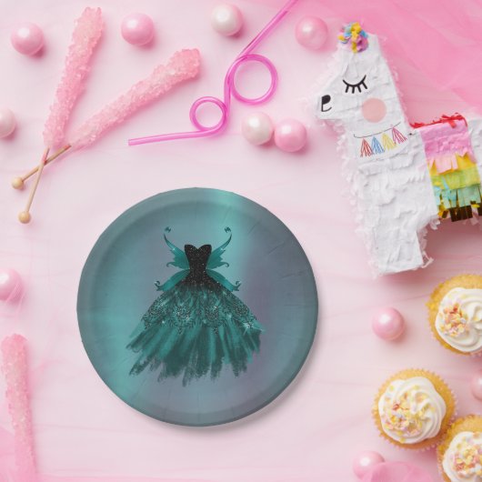 Gothic Fairy Aquamarin Gown | Deep Midnight Green  Pappteller (Party)