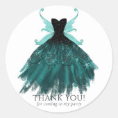 Gothic Fairy Aquamarin Gown | Mitternacht Green Vi Runder Aufkleber (Vorderseite)