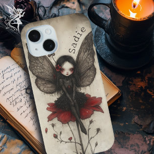 Gothic Fairy auf roter Blume Benutzerdefinierte Da iPhone 15 Hülle