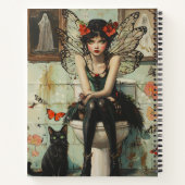 Gothic Fairy & Black Cat Quirky Halloween Art Notizblock (Rückseite)