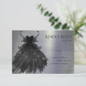 Gothic Fairy Black Gown | Vampy Glam Goth Sheen RSVP Karte (Stehend Vorderseite)