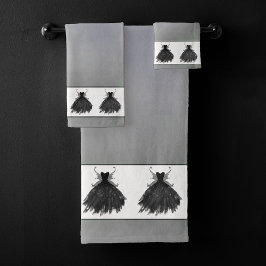 Gothic Fairy Black Gown | Vampy Goth Glam Sheen Badhandtuch Set