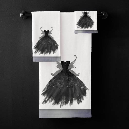 Gothic Fairy Black Gown | Vampy Goth Glam Sheen Badhandtuch Set