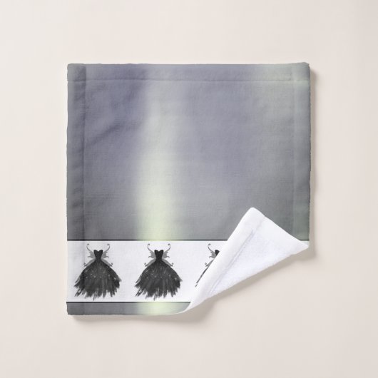 Gothic Fairy Black Gown | Vampy Goth Glam Sheen Badhandtuch Set (Waschlappen)