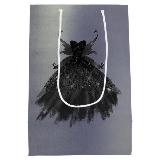 Gothic Fairy Black Gown | Vampy Goth Glam Sheen Mittlere Geschenktüte (Rückseite)